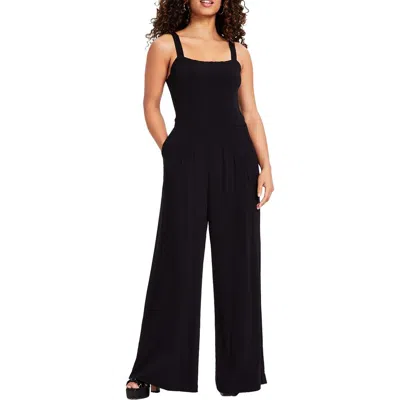 Bar Iii Petites Womens Solid Rayon Jumpsuit In Black