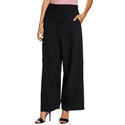 Bar Iii Petites Womens Solid Wide Leg Trouser Pants In Black