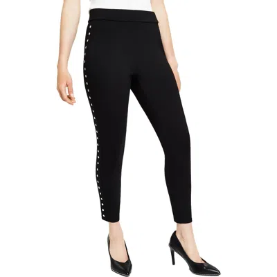 Bar Iii Petites Womens Studded Pull On Cropped Pants In Black