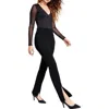 Bar Iii Women's Long-sleeve V-neck Mesh Bodysuit, Created For Macy's In Black