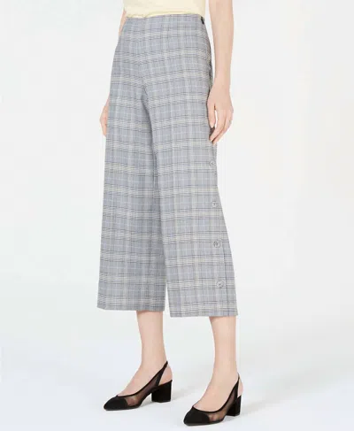 Bar Iii Plaid Wide Leg Pants In Black Daisy Multi In Gray