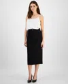 Bar Iii Women's Gold-tone-button Slit-back Midi Skirt, Exclusively At Macy's In Deep Black