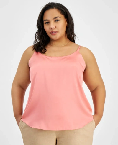 Bar Iii Plus Size Camisole Top, Created For Macy's In Coral Rose