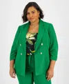 BAR III PLUS SIZE FAUX DOUBLE-BREASTED RUCHED-SLEEVE BLAZER, CREATED FOR MACY'S
