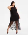 Bar Iii Plus Size Fringe Halter Dress, Exclusively At Macy's