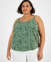 BAR III PLUS SIZE PRINTED COWLNECK CAMISOLE TOP, CREATED FOR MACY'S