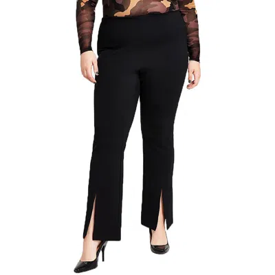 Bar Iii Plus Womens Ankle Slit High Rise Wide Leg Pants In Black