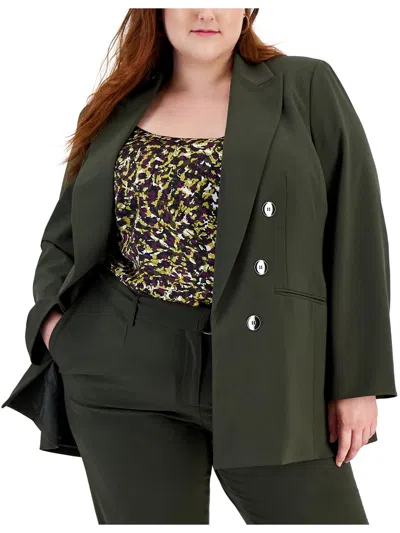 Bar Iii Plus Womens Buttons Professional Double-breasted Blazer In Multi