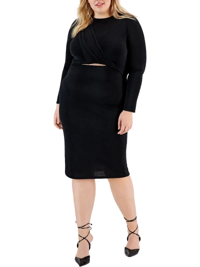 Bar Iii Plus Womens Cut-out Midi Midi Dress In Black