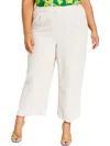 Bar Iii Plus Womens Linen Blend Cropped Wide Leg Pants In Multi