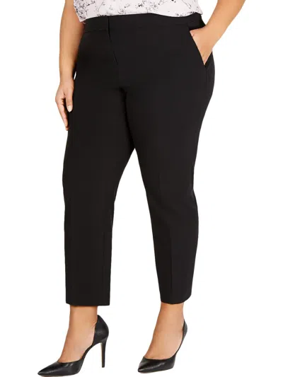 Bar Iii Plus Womens Office Business Ankle Pants In Black