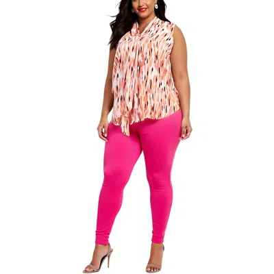 Bar Iii Plus Womens Printed Chiffon Blouse In Pink