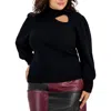 Bar Iii Plus Size Puff-sleeve Turtleneck Sweater, Created For Macy's In Black