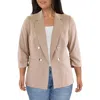 Bar Iii Plus Womens Ruched Linen Open-front Blazer
