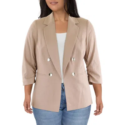 Bar Iii Plus Womens Ruched Linen Open-front Blazer