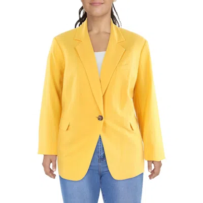 Bar Iii Plus Womens Stretch Polyester One-button Blazer