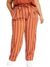 Bar Iii Plus Womens Striped Tie Waste Wide Leg Pants In Multi