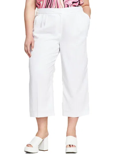 BAR III PLUS WOMENS TEXTURED MID RISE WIDE LEG PANTS