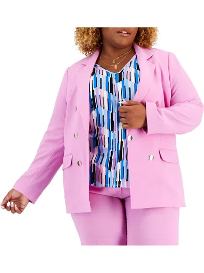 Bar Iii Plus Womens Textured Polyester One-button Blazer In Pink