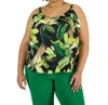 Bar Iii Printed Career Separate Top - Plus In Floral