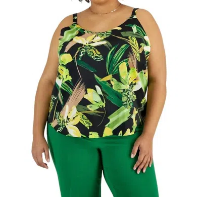 Bar Iii Printed Career Separate Top - Plus In Floral
