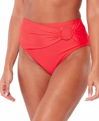 Bar Iii Ring High-rise Bikini Bottoms In Rosella In Red