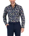 Bar Iii Shirt Men's Multi Printed Slim Fit Long Sleeve Button Up Fts344 In Multi