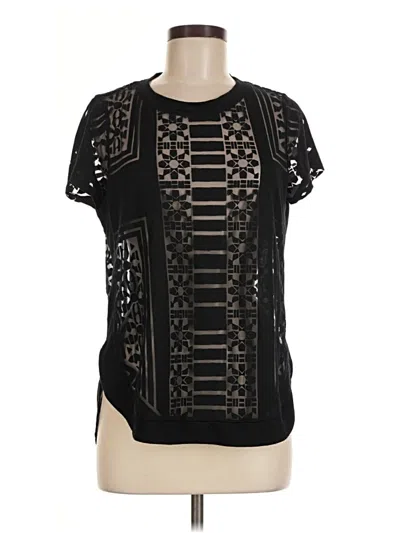 Pre-owned Bar Iii Short Sleeve Blouse In Black