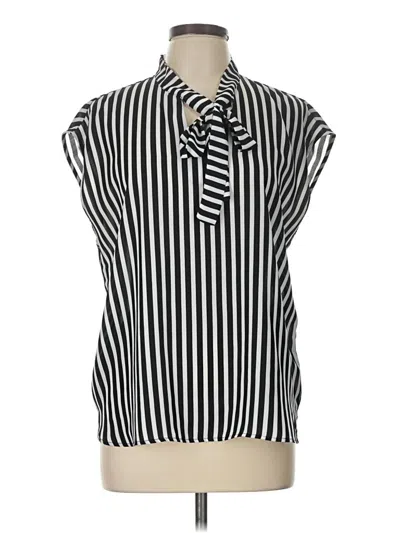 Pre-owned Bar Iii Short Sleeve Blouse In Black