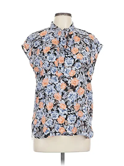 Pre-owned Bar Iii Short Sleeve Blouse In Blue