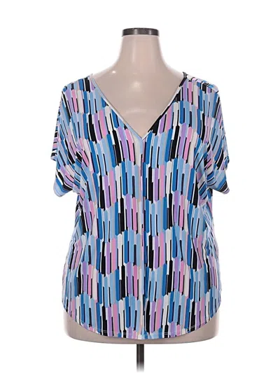 Pre-owned Bar Iii Short Sleeve Blouse In Blue