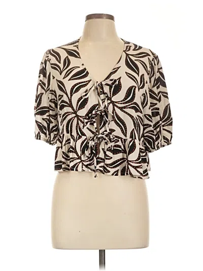 Pre-owned Bar Iii Short Sleeve Blouse In Brown