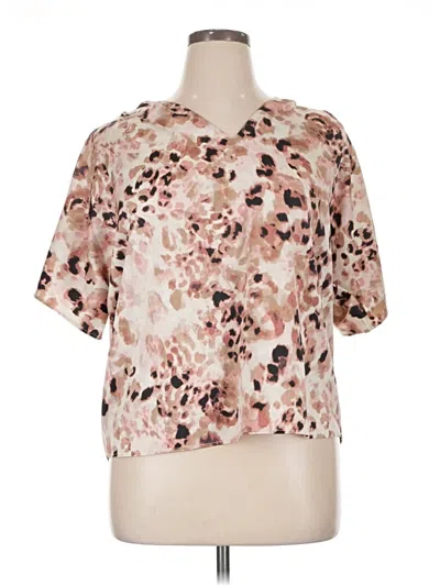 Pre-owned Bar Iii Short Sleeve Blouse In Tan