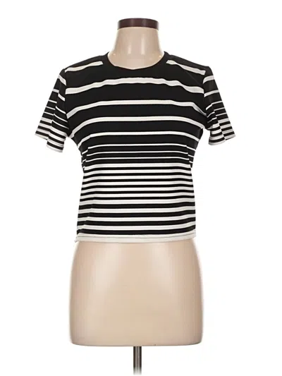 Pre-owned Bar Iii Short Sleeve Top Black Mock Neckline Tops