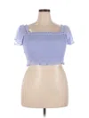 Bar Iii Short Sleeve Top Blue Sweetheart Neckline Tops In Blue