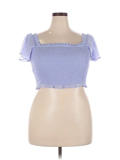Bar Iii Short Sleeve Top Blue Sweetheart Neckline Tops