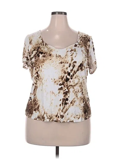 Bar Iii Short Sleeve Top Gold Scoop Neck Tops