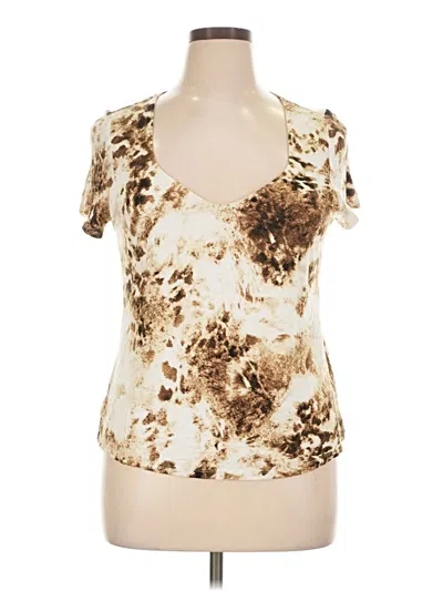 Bar Iii Short Sleeve Top Gold Scoop Neck Tops In Brown