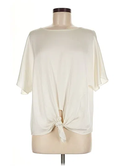 Pre-owned Bar Iii Short Sleeve Top Ivory Crew Neck Tops