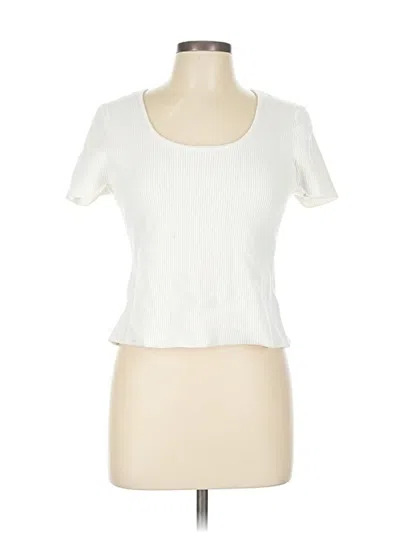 Pre-owned Bar Iii Short Sleeve Top Ivory Scoop Neck Tops