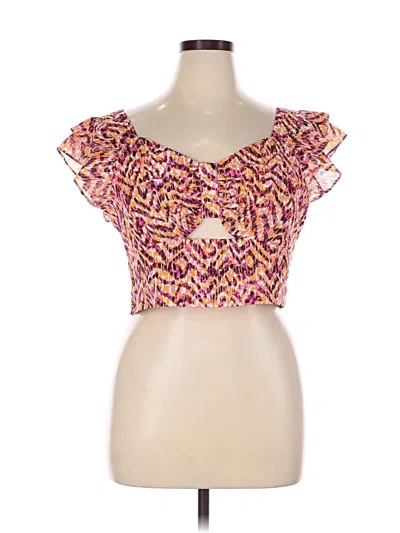 Pre-owned Bar Iii Short Sleeve Top Pink Sweetheart Neckline Tops