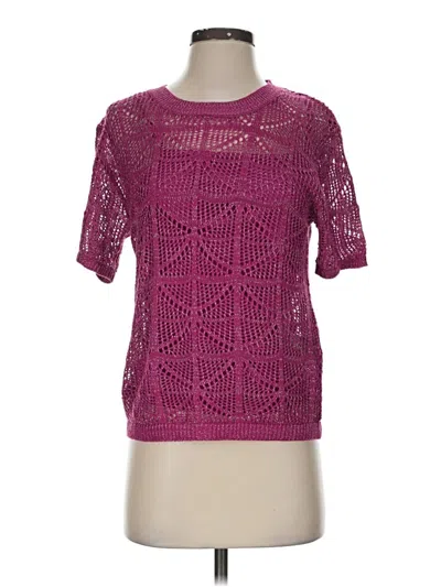 Pre-owned Bar Iii Short Sleeve Top Purple Mock Neckline Tops