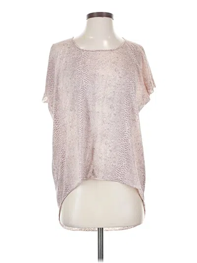 Pre-owned Bar Iii Short Sleeve Top Silver Metallic Pattern Scoop Neck Tops