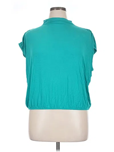 Pre-owned Bar Iii Short Sleeve Top Teal Cowl Neck Tops In Blue