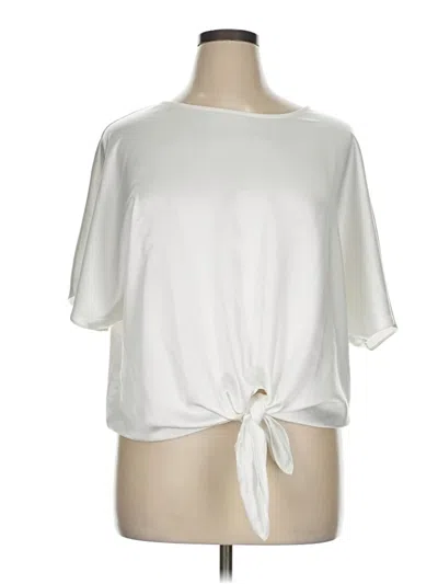 Pre-owned Bar Iii Short Sleeve Top White Crew Neck Tops