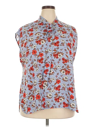 Pre-owned Bar Iii Sleeveless Button Down Shirt In Blue