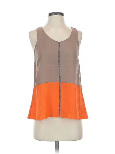 Pre-owned Bar Iii Sleeveless Top Tan Color Block Pattern Halter Neckline Tops In Brown