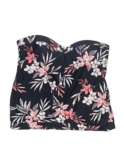 Pre-owned Bar Iii Swimsuit Top Black Floral Pattern Swimwear