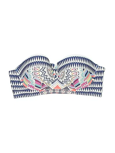 Pre-owned Bar Iii Swimsuit Top Blue Graphic Pattern Swimwear