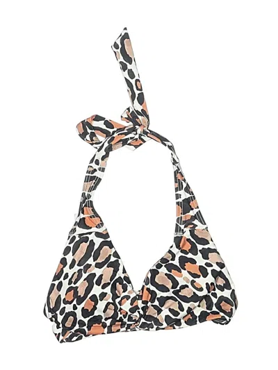 Pre-owned Bar Iii Swimsuit Top Brown Animal Print Pattern Swimwear